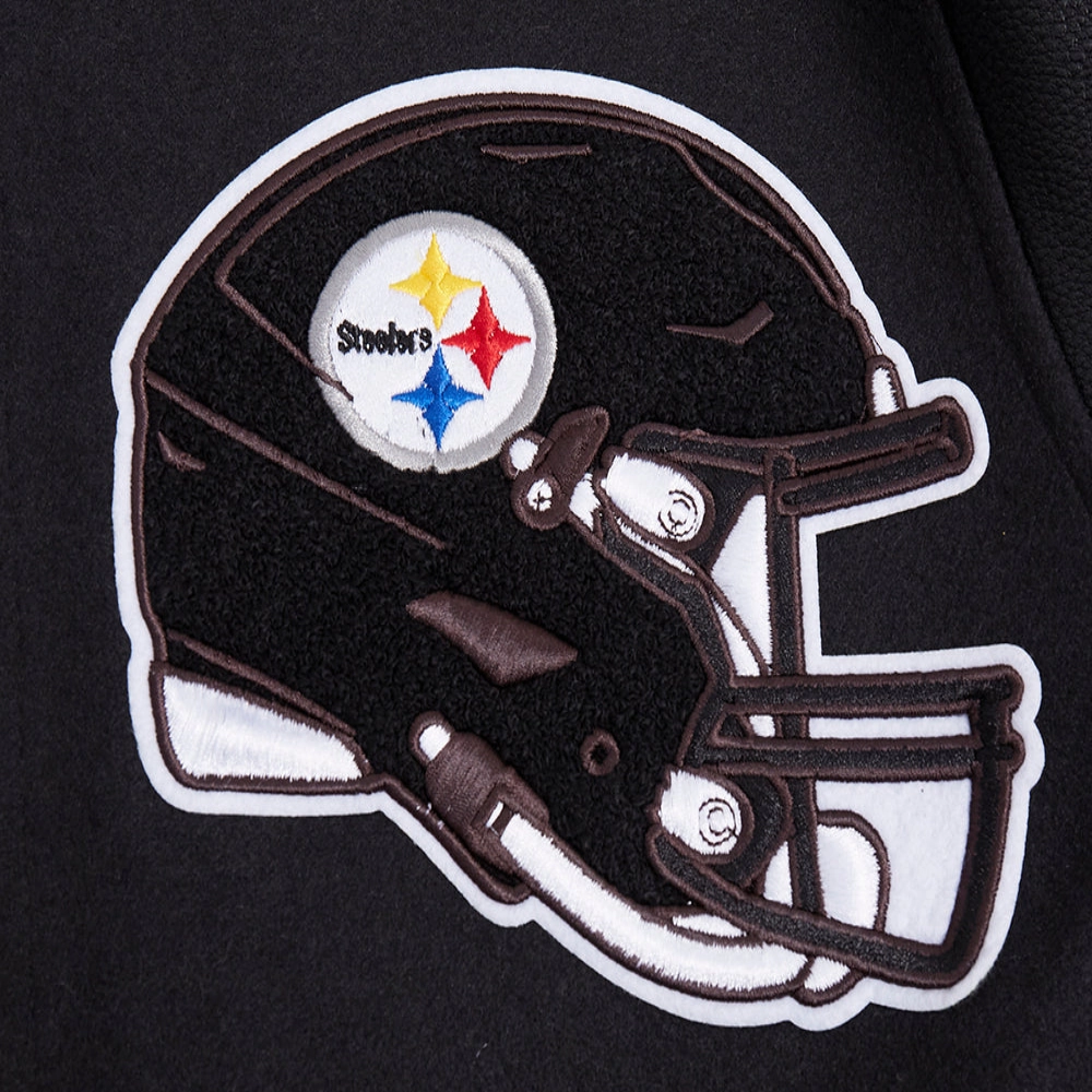 Pittsburgh Steelers Mashup Black Wool & Leather Varsity Jacket - Image 4
