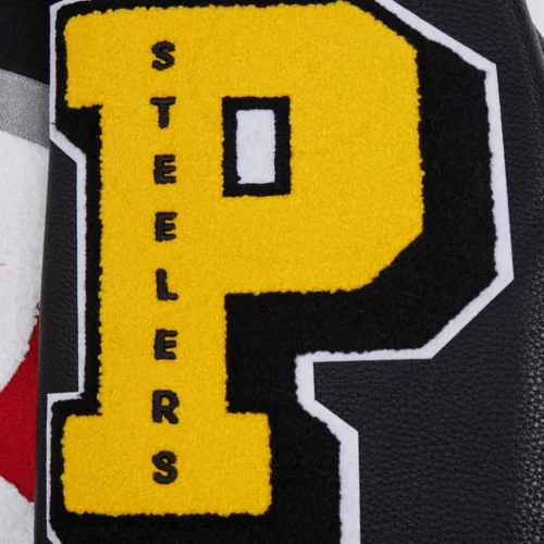 Pittsburgh Steelers Mashup Black Wool & Leather Varsity Jacket - Image 8