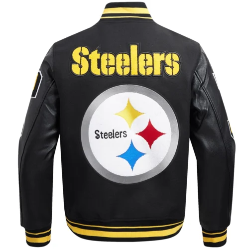 Pittsburgh Steelers Mashup Black Wool & Leather Varsity Jacket - Image 10