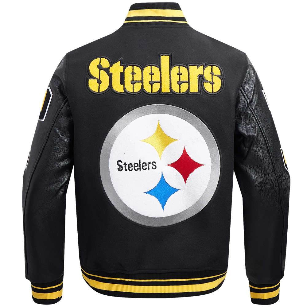 Pittsburgh Steelers Mashup Black Wool & Leather Varsity Jacket - Image 10