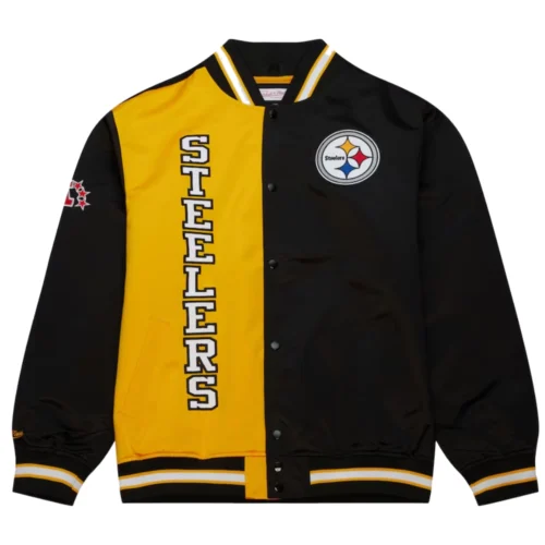 Pittsburgh Steelers OG 2.0 Full-Snap  Black/Yellow Satin Varsity Jacket