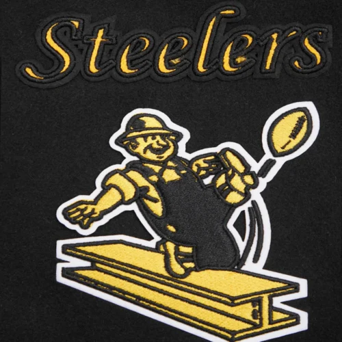 Pittsburgh Steelers Retro Classic Women's Black Wool & Leather Varsity Jacket - Image 6