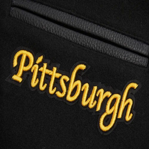 Pittsburgh Steelers Retro Classic Women's Black Wool & Leather Varsity Jacket - Image 5