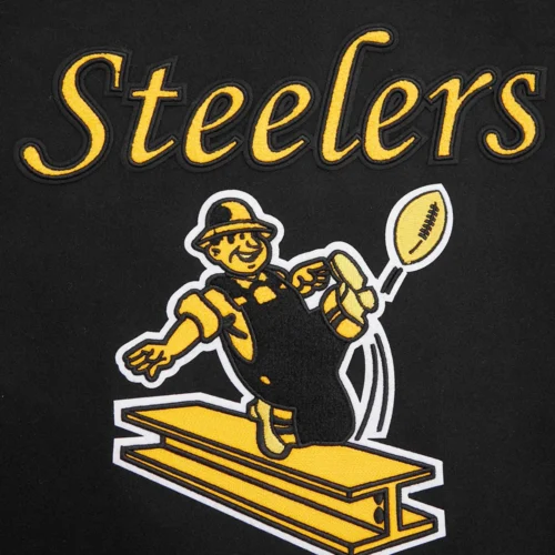 Pittsburgh Steelers Retro Classic Women's Black Wool & Leather Varsity Jacket - Image 4