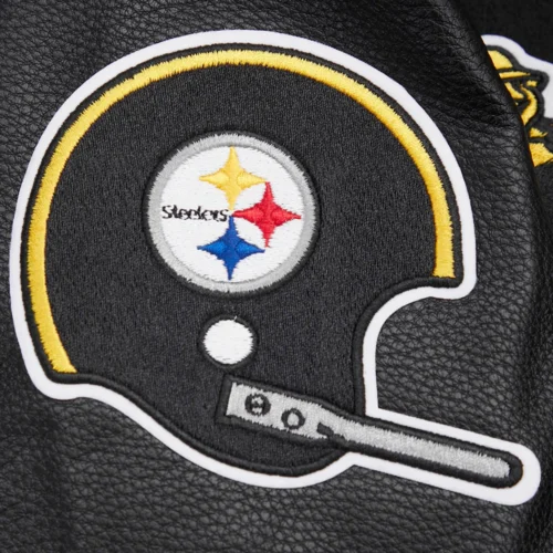 Pittsburgh Steelers Retro Classic Women's Black Wool & Leather Varsity Jacket - Image 7