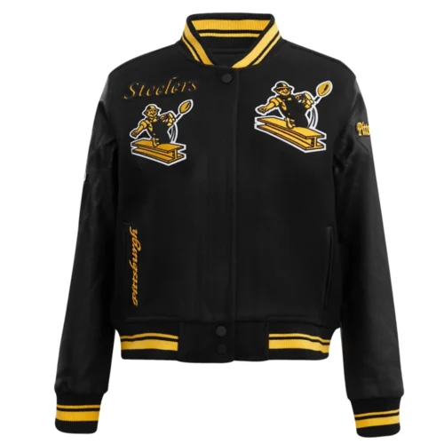 Pittsburgh Steelers Retro Classic Women's Black Wool & Leather Varsity Jacket