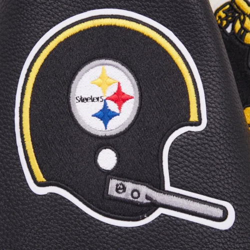 Pittsburgh Steelers Retro Classic Women's White/Black Wool & Leather Varsity Jacket - Image 4