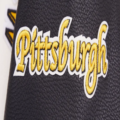 Pittsburgh Steelers Retro Classic Women's White/Black Wool & Leather Varsity Jacket - Image 5