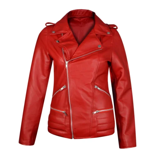 Alternative view of Riverdale Southside Serpents women's Leather Biker Jacket - Red
