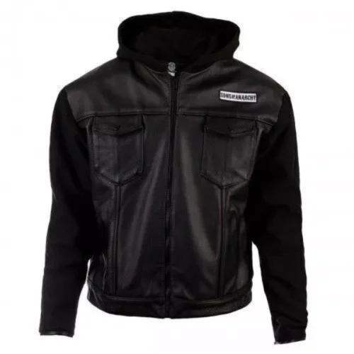 Alternative view of Samcro Sons Of Anarchy Highway Wool & Leather Motorcycle Biker Jacket - Black