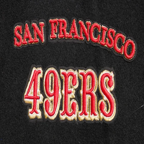 San Francisco 49ers Retro Classic Black Wool & Leather Varsity Jacket - Image 8