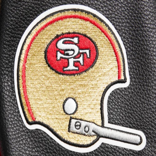 San Francisco 49ers Retro Classic Black Wool & Leather Varsity Jacket - Image 7