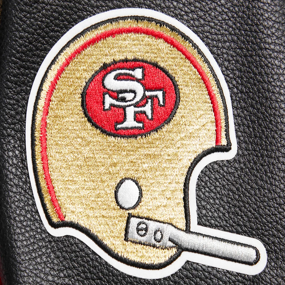 San Francisco 49ers Retro Classic Black Wool & Leather Varsity Jacket - Image 7