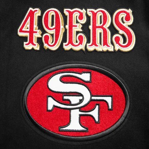 San Francisco 49ers Retro Classic Black Wool & Leather Varsity Jacket - Image 5