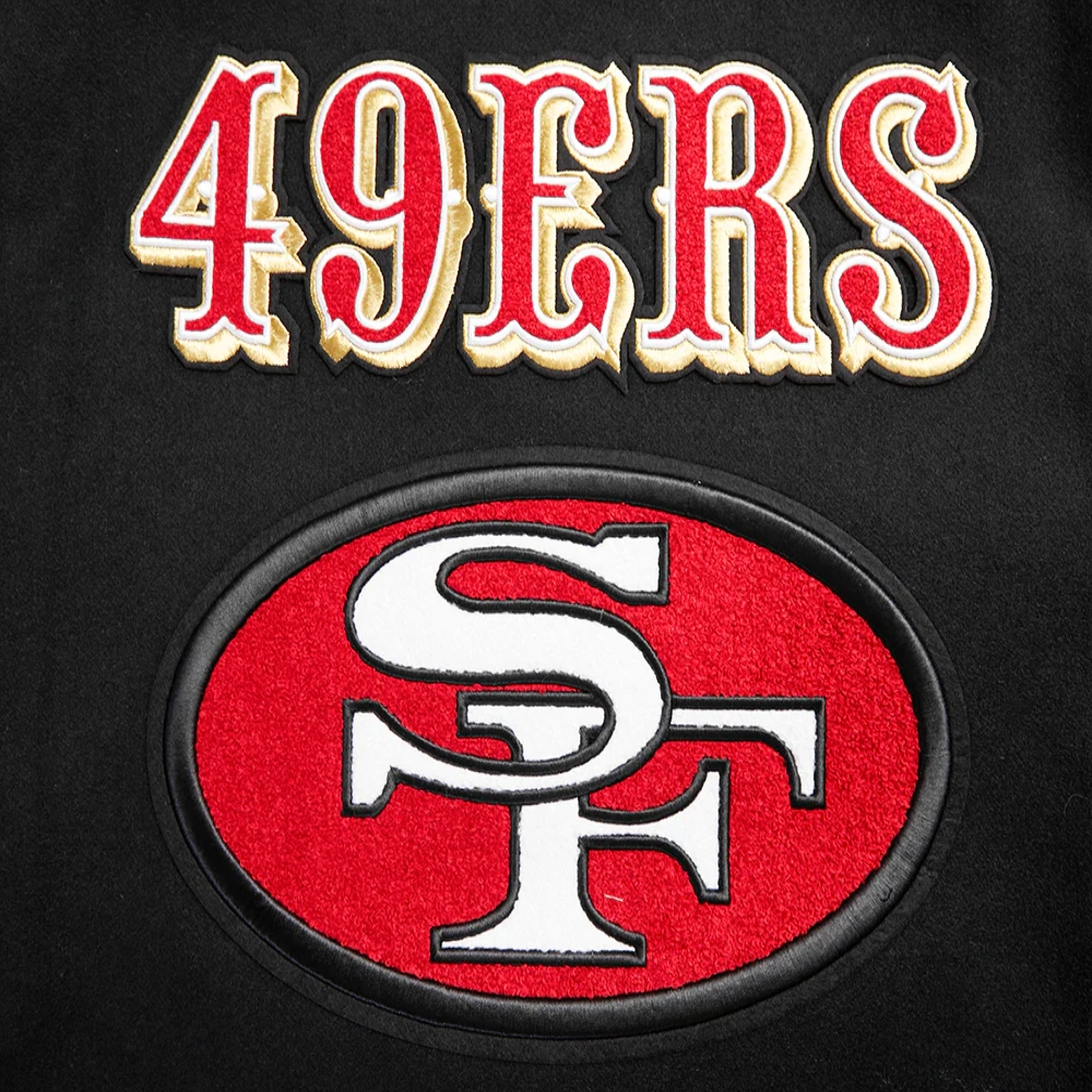 San Francisco 49ers Retro Classic Black Wool & Leather Varsity Jacket - Image 5