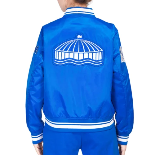 Seattle Seahawks Retro Classic Women's Blue Satin Varsity Jacket - Image 4