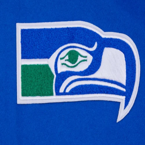 Seattle Seahawks Retro Classic Blue/White Wool & Leather Varsity Jacket - Image 9