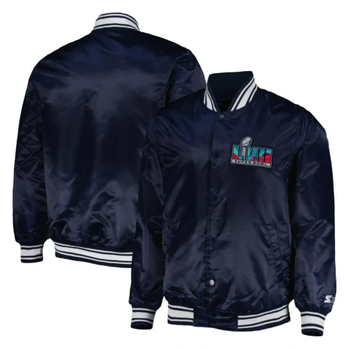 Super Bowl LVII Locker Room Satin Varsity Jacket- Navy - Image 3