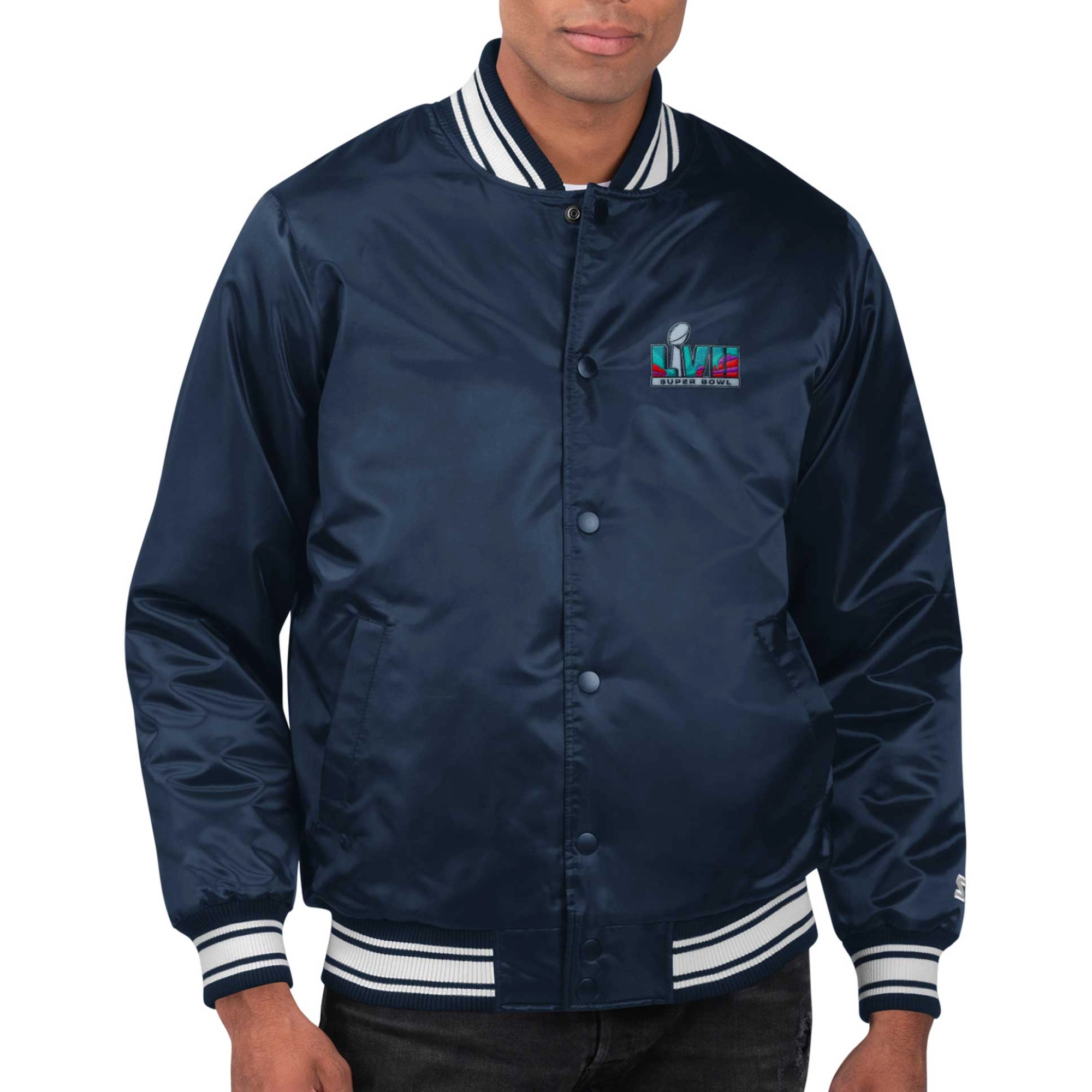 Super Bowl LVII Locker Room Satin Varsity Jacket- Navy - Image 4