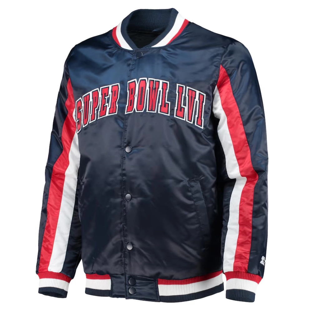 Super Bowl The Ace Satin Varsity Jacket - Navy