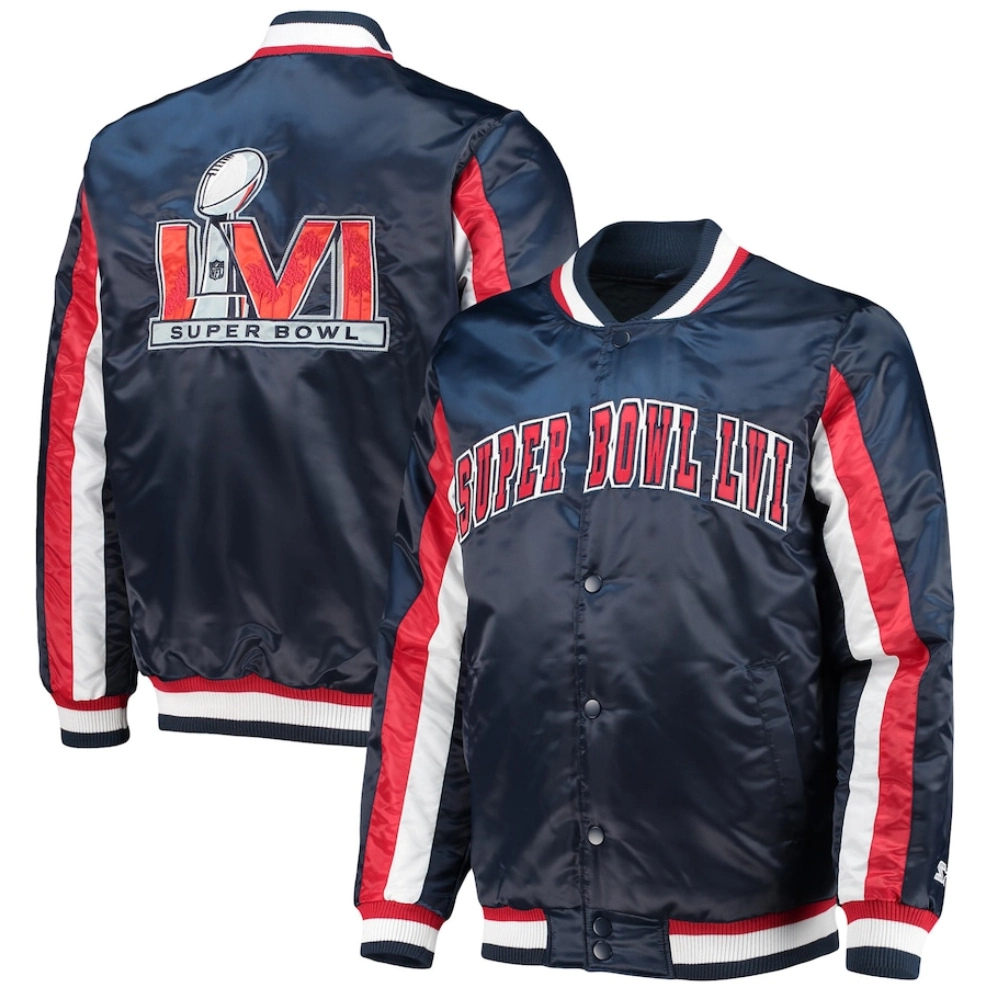 Super Bowl The Ace Satin Varsity Jacket - Navy - Image 4