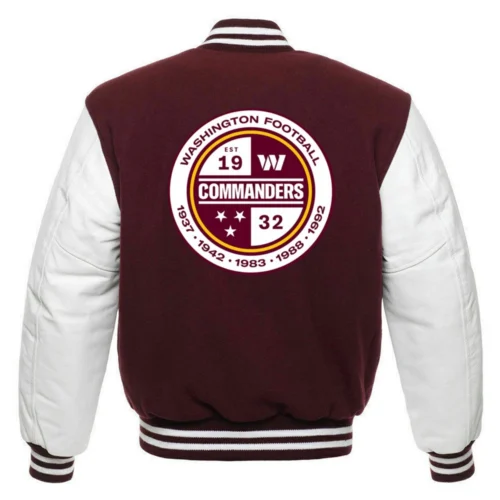 Alternative view of Washington Commanders Letterman Maroon/White Wool & Leather Jacket
