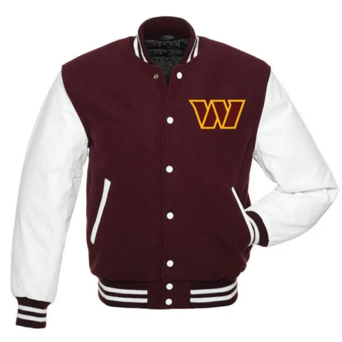 Washington Commanders Letterman Maroon/White Wool & Leather Jacket