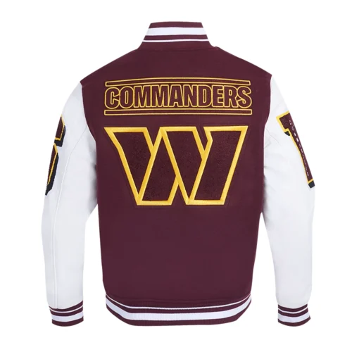 Washington Commanders Mashup Maroon/White Wool & Leather Varsity Jacket - Image 4