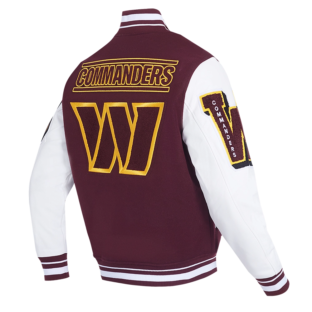 Washington Commanders Mashup Maroon/White Wool & Leather Varsity Jacket - Image 3