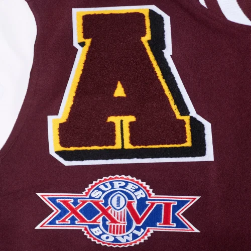 Washington Commanders Mashup Maroon/White Wool & Leather Varsity Jacket - Image 5