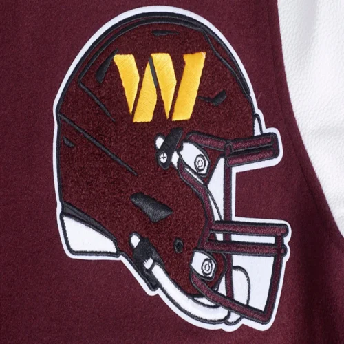 Washington Commanders Mashup Maroon/White Wool & Leather Varsity Jacket - Image 6