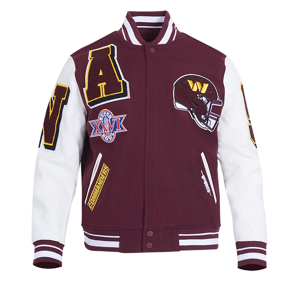 Washington Commanders Mashup Maroon/White Wool & Leather Varsity Jacket