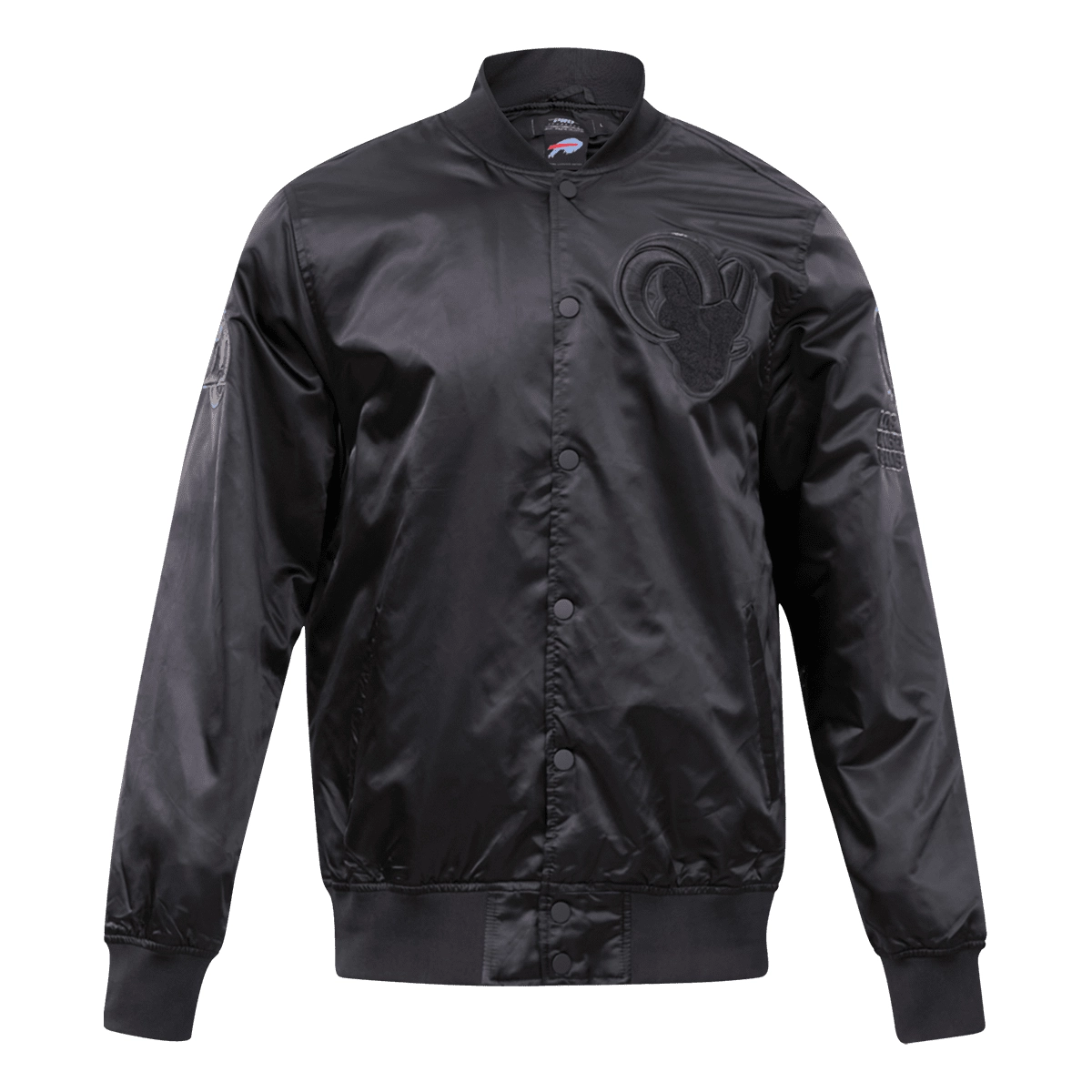 Los Angeles Rams Triple Black Black Satin Varsity Jacket