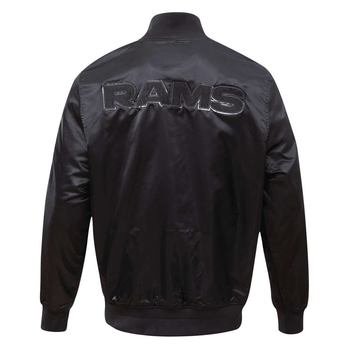 Los Angeles Rams Triple Black Black Satin Varsity Jacket - Image 4