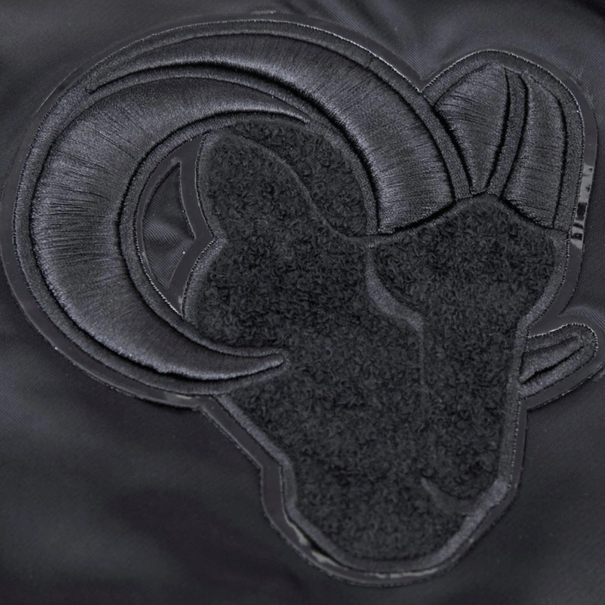 Los Angeles Rams Triple Black Black Satin Varsity Jacket - Image 5