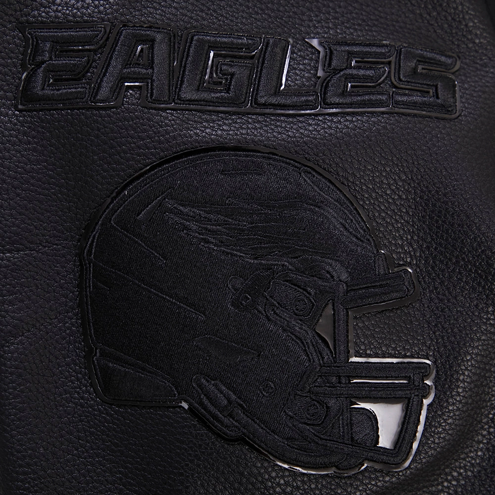 Philadelphia Eagles Triple Black Wool & Leather Varsity Jacket - Image 7