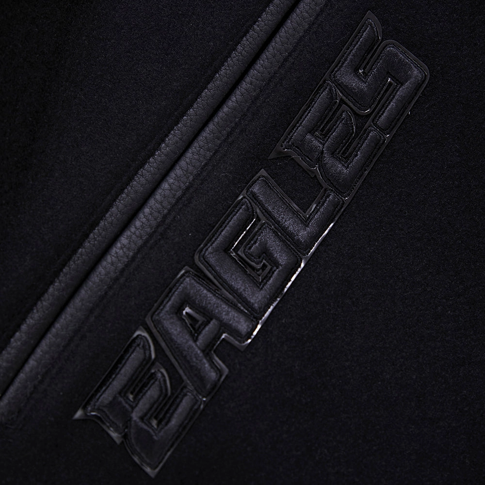 Philadelphia Eagles Triple Black Wool & Leather Varsity Jacket - Image 6