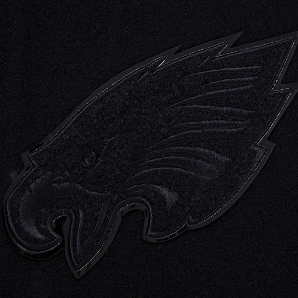 Philadelphia Eagles Triple Black Wool & Leather Varsity Jacket - Image 5