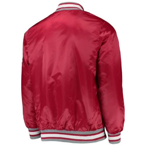Alternative view of Alabama Crimson Tide O-Line Red Satin Varsity Jacket