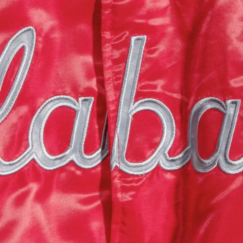 Alabama Crimson Tide O-Line Red Satin Varsity Jacket - Image 3