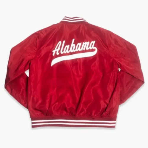 Alternative view of Alabama Crimson Tide Vintage Logo Red Bomber Satin Varsity Jacket