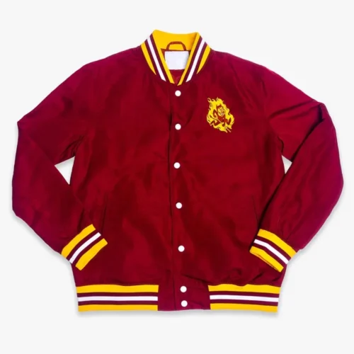 Arizona State Sun Devils Retro Bomber Red Satin Varsity Jacket