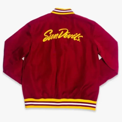 Alternative view of Arizona State Sun Devils Retro Bomber Red Satin Varsity Jacket
