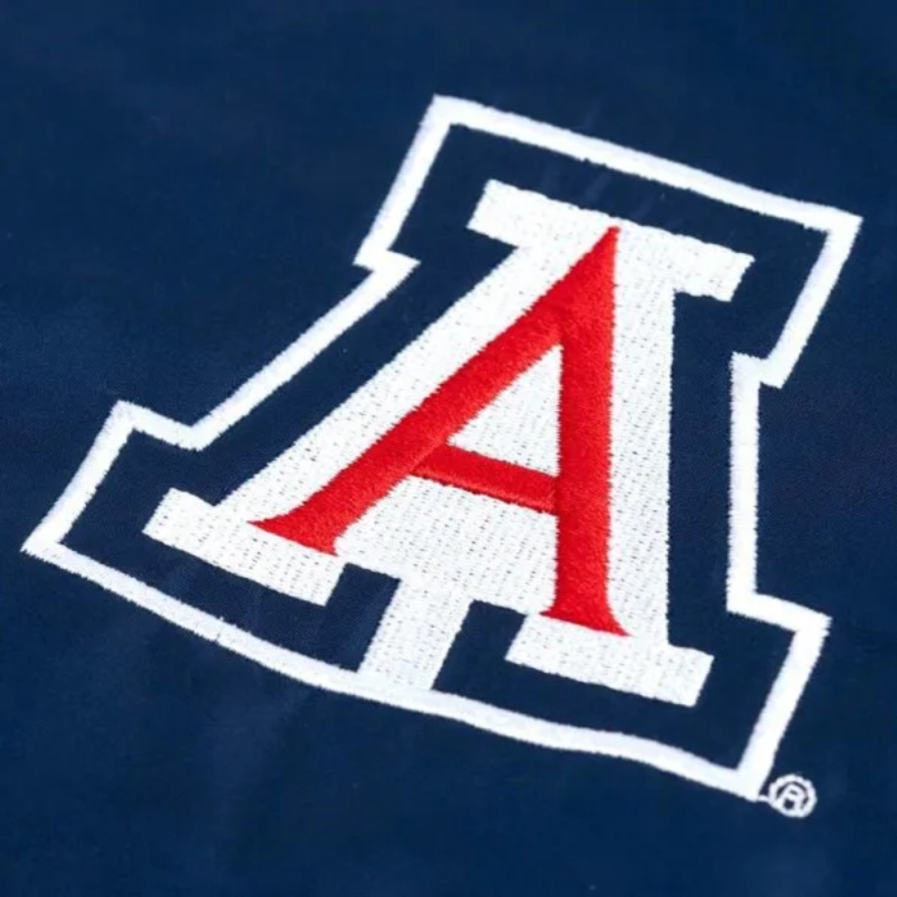 Arizona Wildcats Script Retro Navy Satin Bomber Varsity Jacket - Image 3