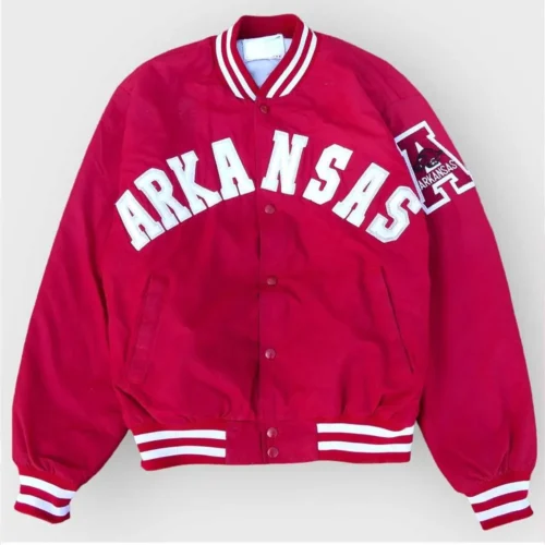 Arkansas Razorbacks Vintage 1980’s Red Satin Varsity Jacket
