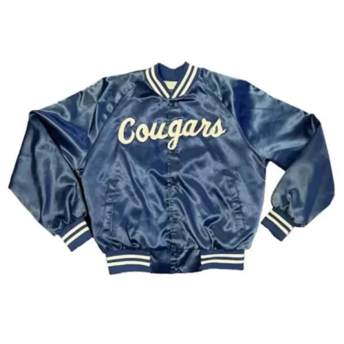 Brigham Young University Cougars Bomber Navy Vintage Satin Varsity Jacket