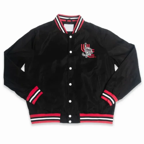 Cincinnati Bearcats Script Bomber Black Satin Varsity Jacket