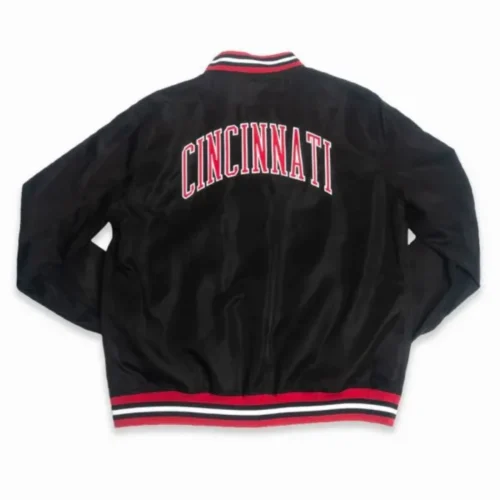 Alternative view of Cincinnati Bearcats Script Bomber Black Satin Varsity Jacket