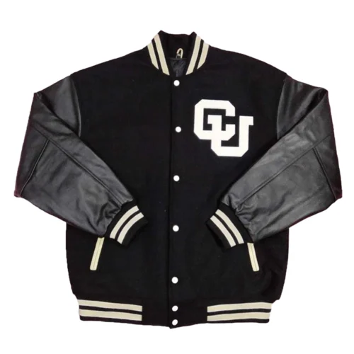 Colorado Buffaloes Letterman Black Wool & Leather Varsity Jacket