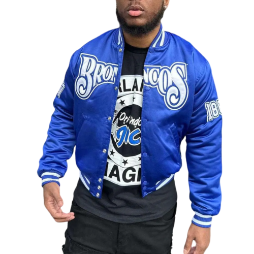 Fayetteville State Broncos Remix Blue Satin Varsity Jacket